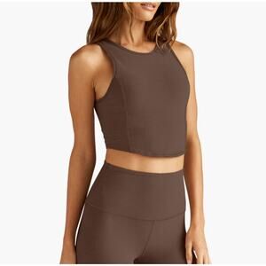 Beyond Yoga Spacedye Motivate Cropped Tank XL Brown Soft Support Athleisure Gym